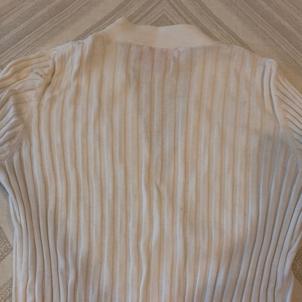 Tory Burch Cream Ribbed Cardigan - Picture 7 of 9